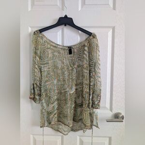 Custo Barcelona Printed Viscose Tunic Boho Chic - Sequin Detail - SZ 1 (XS/S)